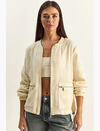Cazadora bomber con bordado floral lucci