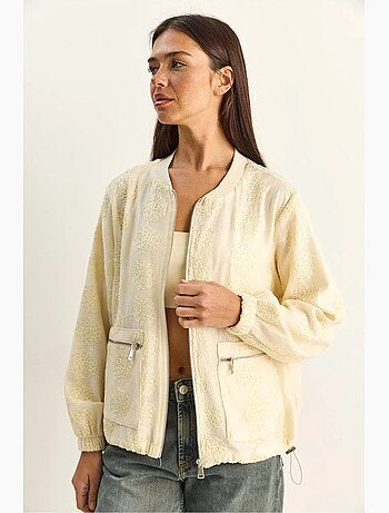 Cazadora bomber con bordado floral lucci
