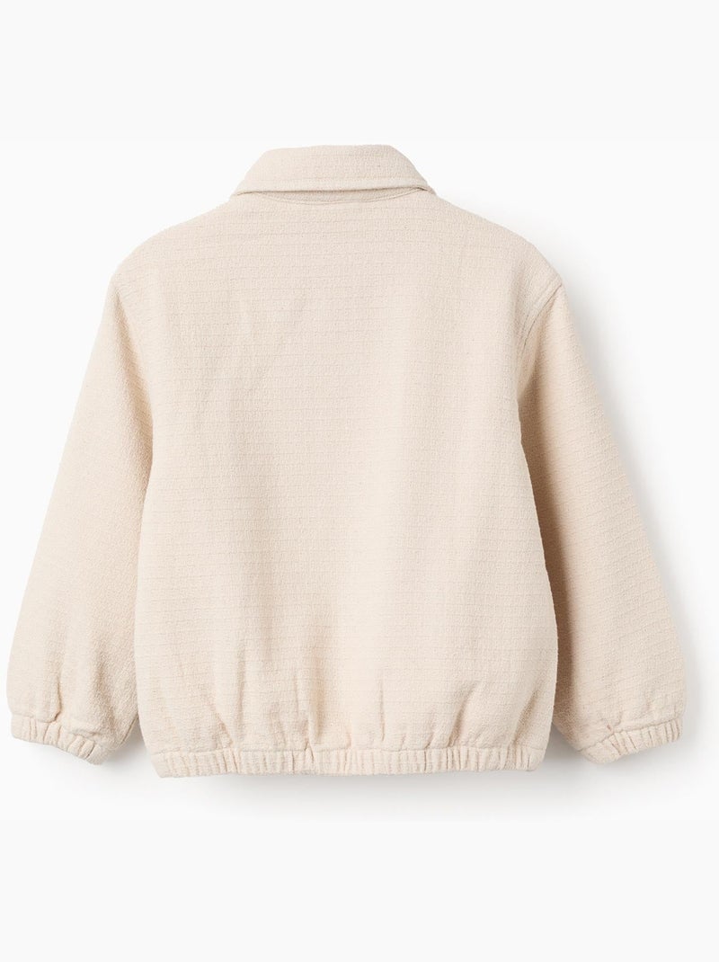 Cazadora bomber de algodón con bolsillos con solapa Blanco - Kiabi