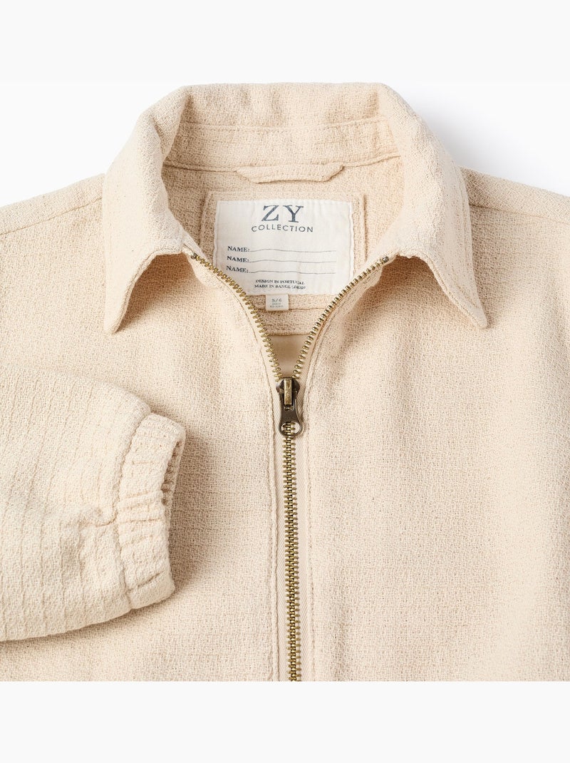 Cazadora bomber de algodón con bolsillos con solapa Blanco - Kiabi