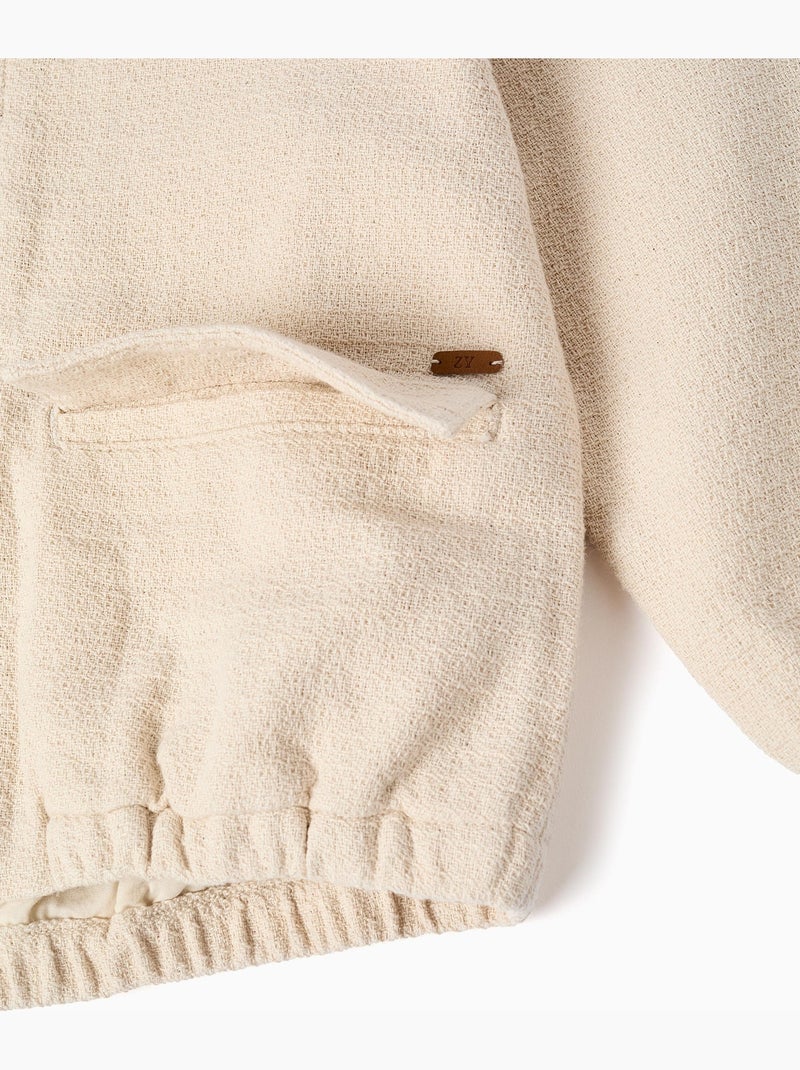 Cazadora bomber de algodón con bolsillos con solapa Blanco - Kiabi
