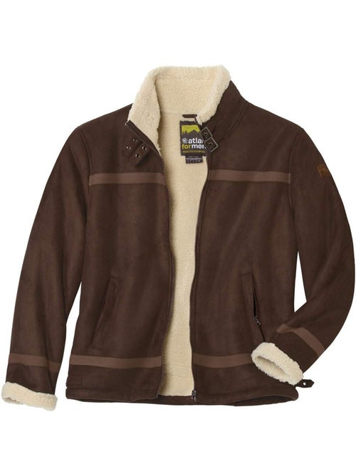 Cazadora bomber de tejido efecto ante y sherpa con cuello alto - Kiabi