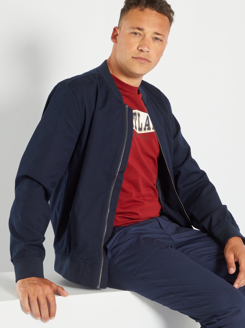 Cazadora bomber lisa AZUL - Kiabi