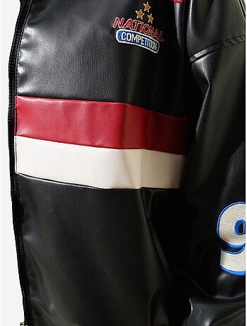Cazadora bomber oversize de cuero sintético color block bdart