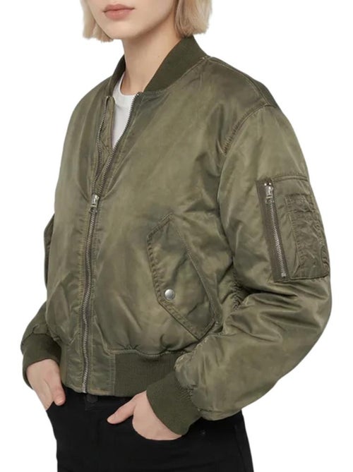 Cazadora bomber oversize lavada schott para mujer - Kiabi