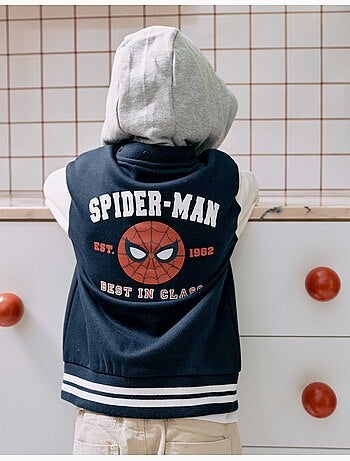 Cazadora bomber perchada con capucha spider-man