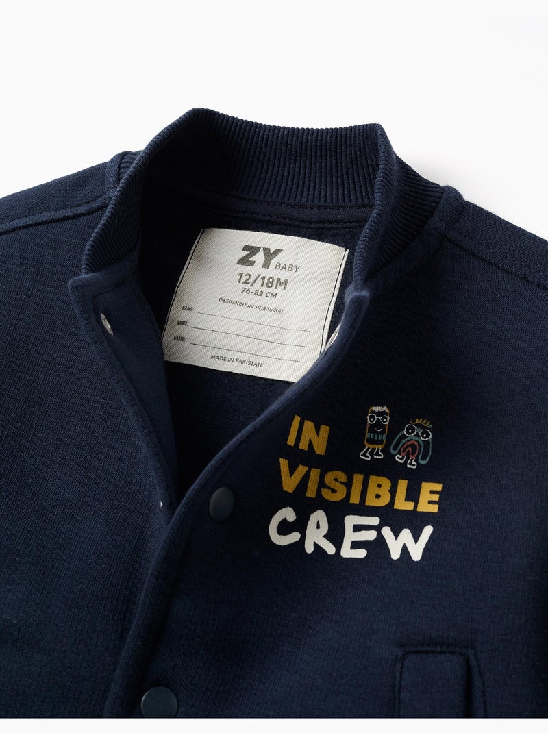 Cazadora bomber perchada con estampado Azul oscuro - Kiabi