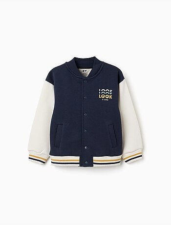 Cazadora bomber perchada con estampado