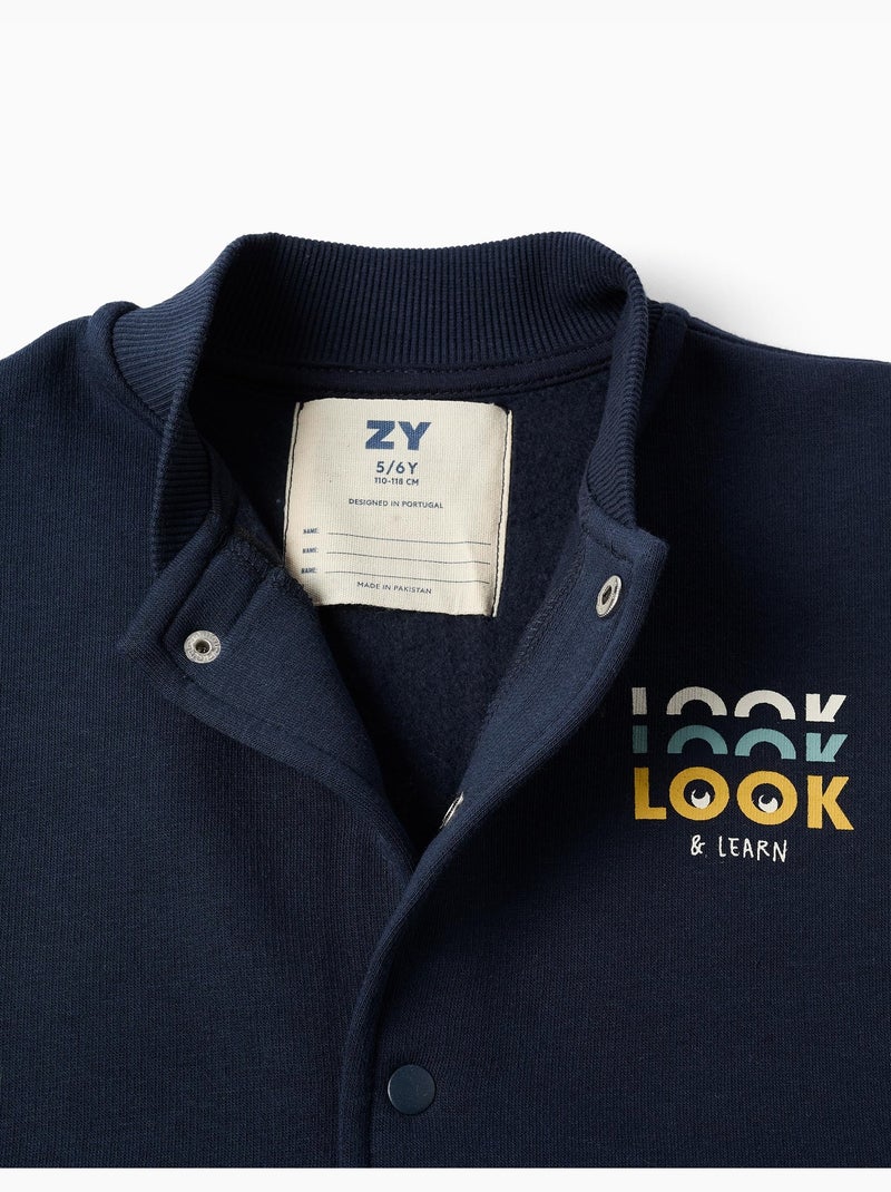 Cazadora bomber perchada con estampado Azul oscuro - Kiabi