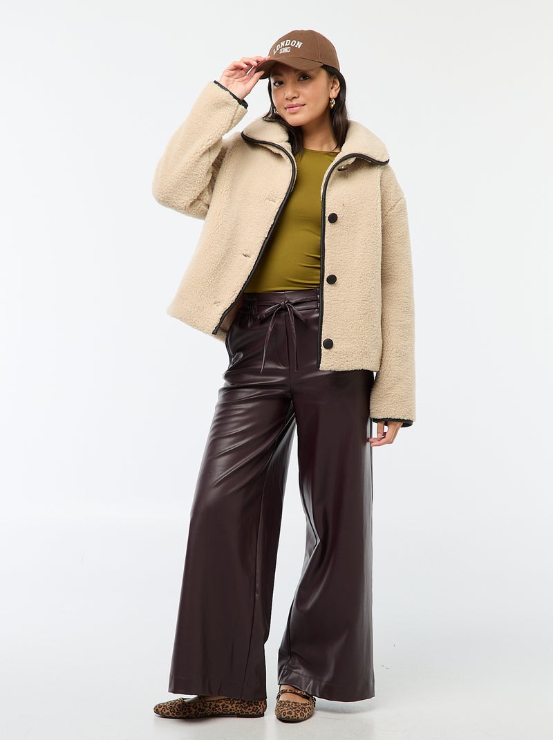 Cazadora cálida efecto borreguito Beige - Kiabi