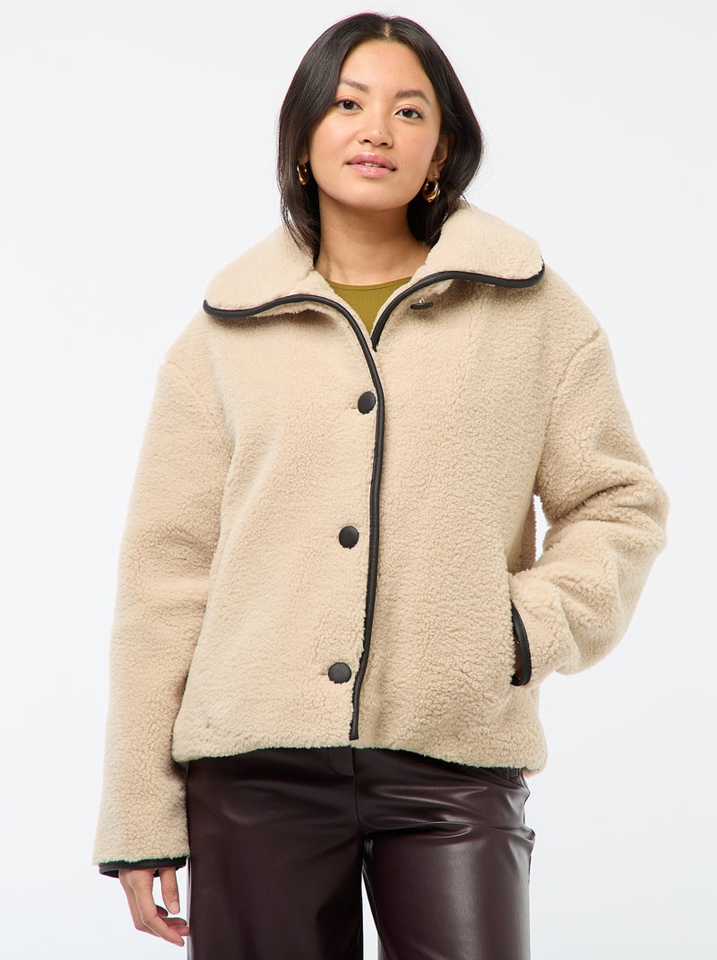 Cazadora cálida efecto borreguito Beige - Kiabi