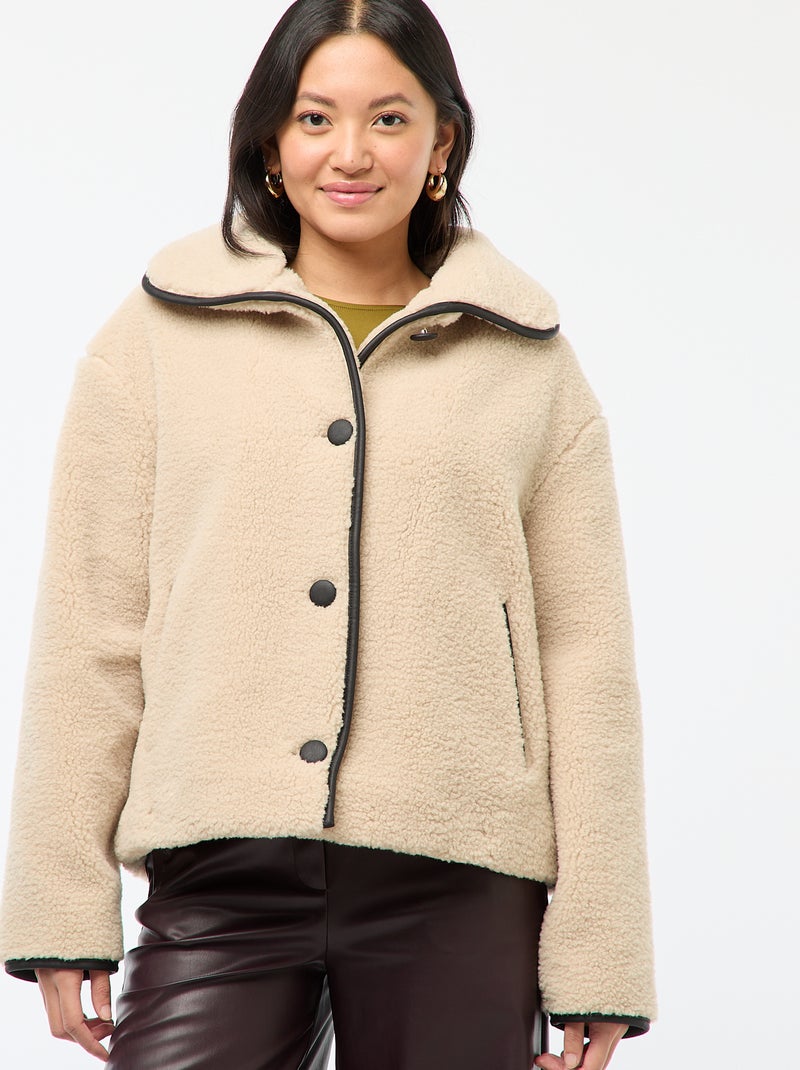 Cazadora cálida efecto borreguito Beige - Kiabi