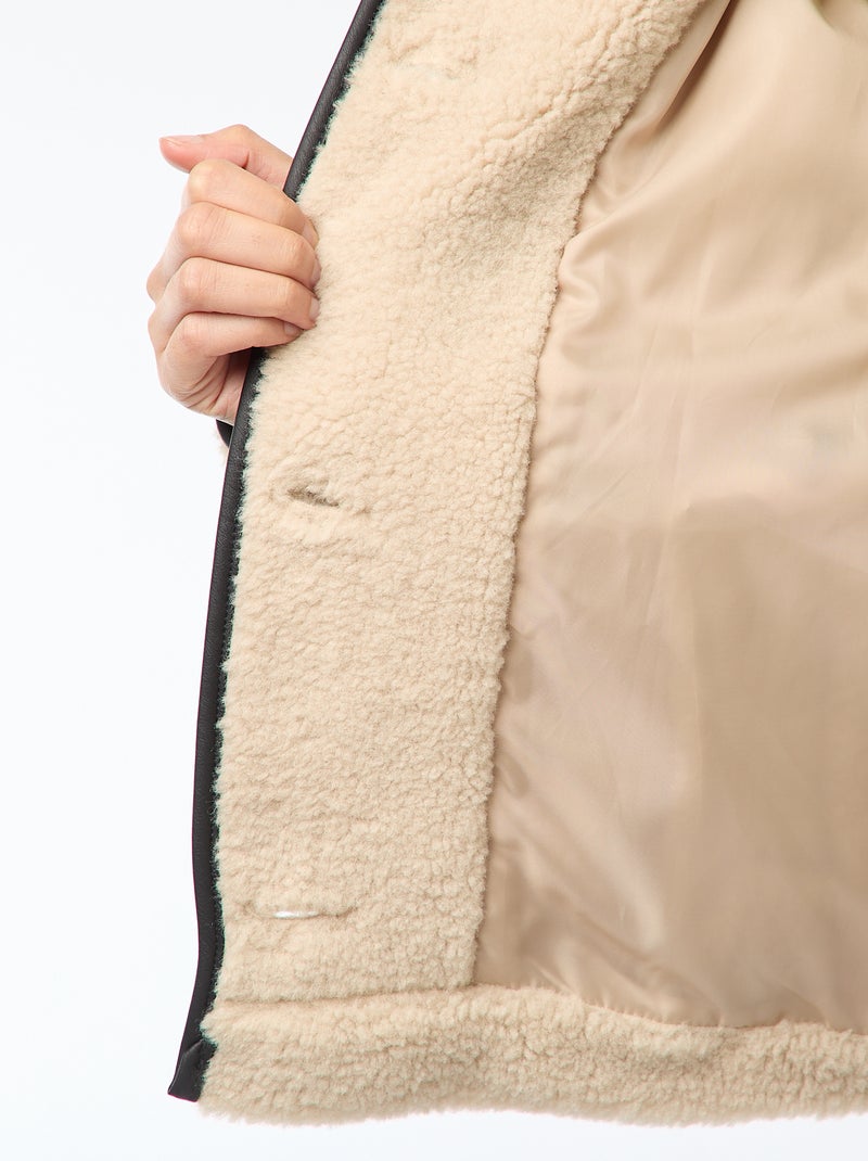 Cazadora cálida efecto borreguito Beige - Kiabi