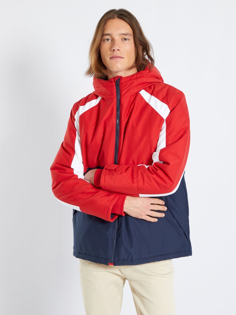 Cazadora colorblock con capucha BLANCO - Kiabi