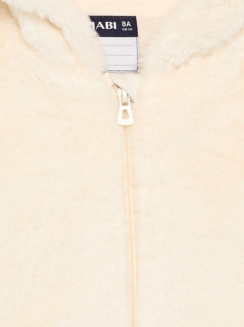 Cazadora con capucha de pelo sintético Blanco - Kiabi