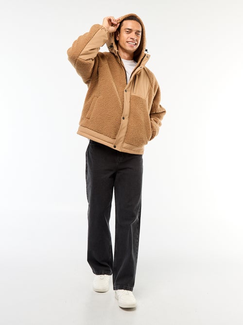 Cazadora con capucha efecto borreguito - Kiabi