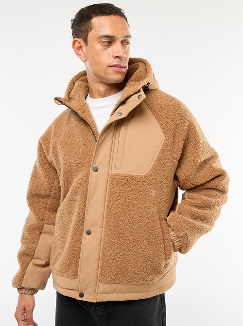 Cazadora con capucha efecto borreguito - Kiabi