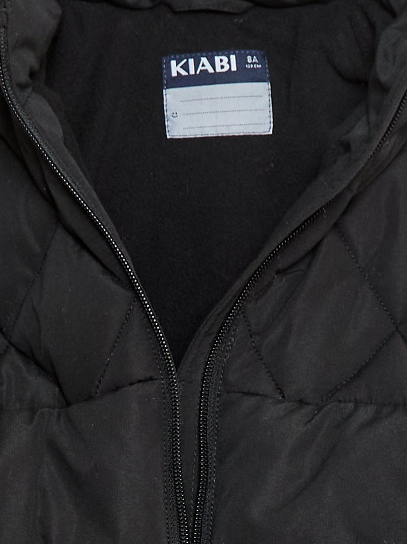 Cazadora con capucha y forro polar Negro - Kiabi