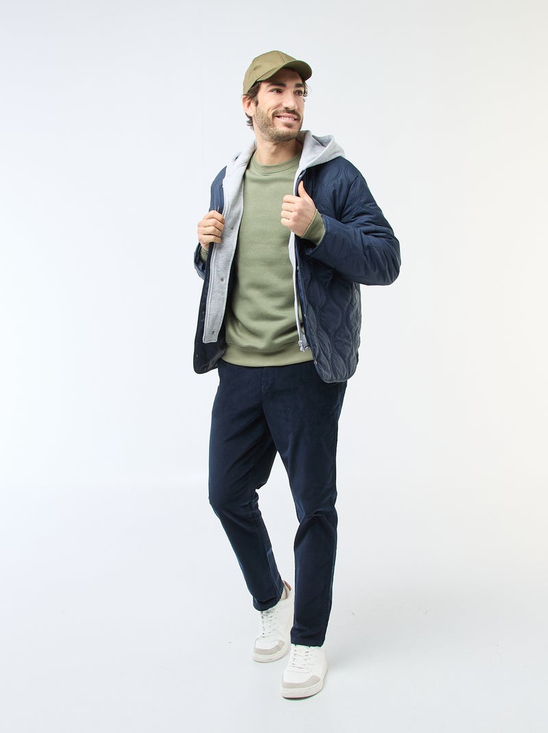 Cazadora con capucha y pechera de felpa extraíble Azul - Kiabi