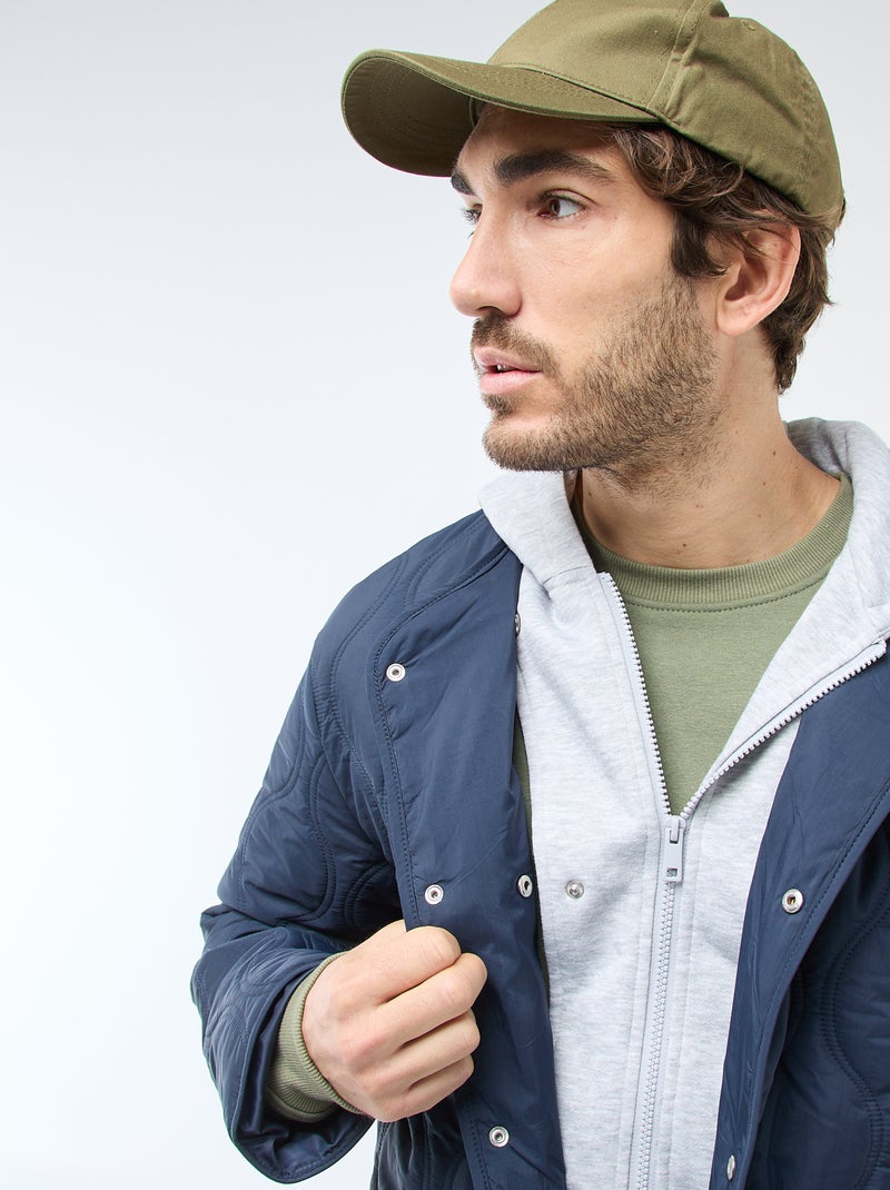 Cazadora con capucha y pechera de felpa extraíble Azul - Kiabi