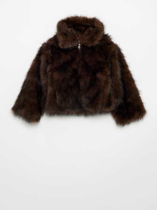 Cazadora con cremallera de pelo sintético - Kiabi Cazadora con cremallera de pelo sintético - Kiabi