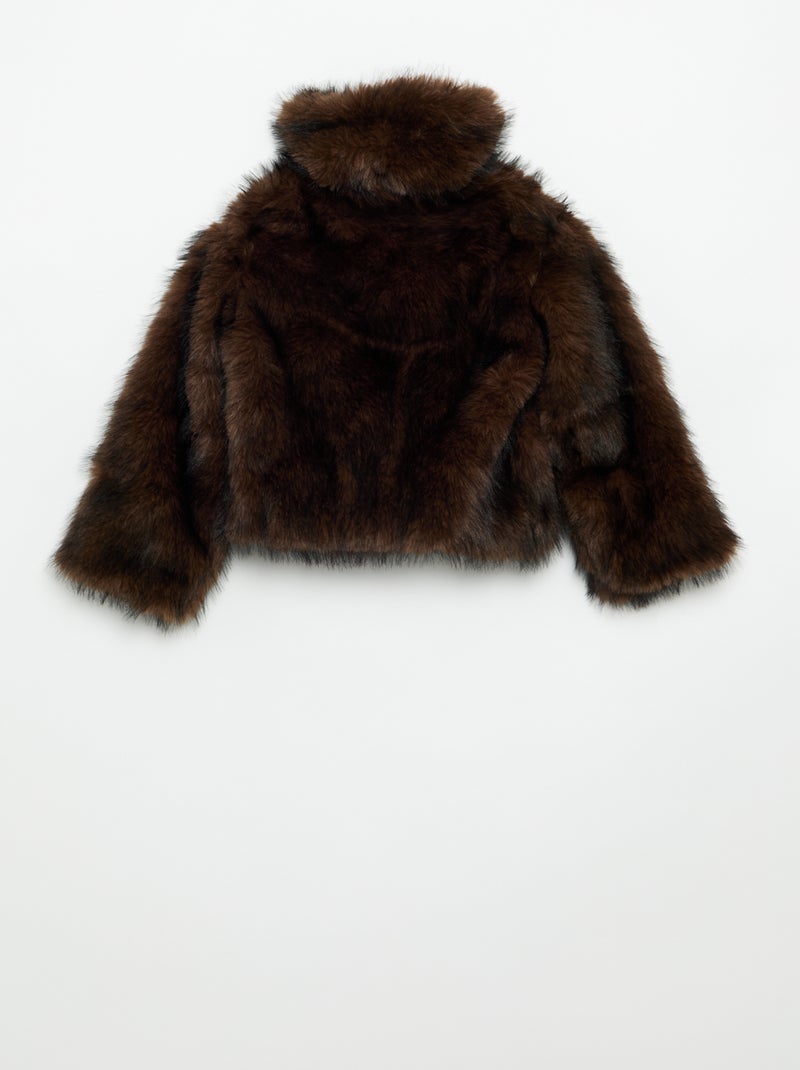 Cazadora con cremallera de pelo sintético Marron - Kiabi