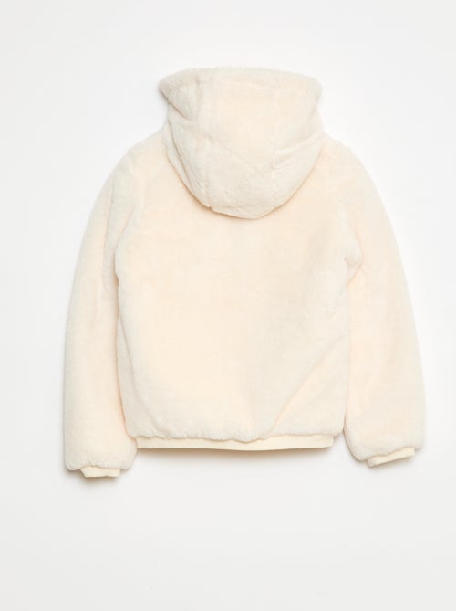 Cazadora con cremallera y capucha de pelo sintético - Kiabi