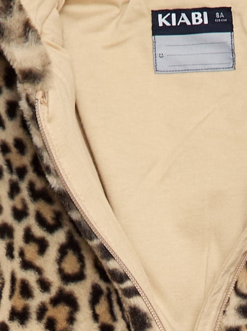 Cazadora con cremallera y capucha de pelo sintético - Kiabi