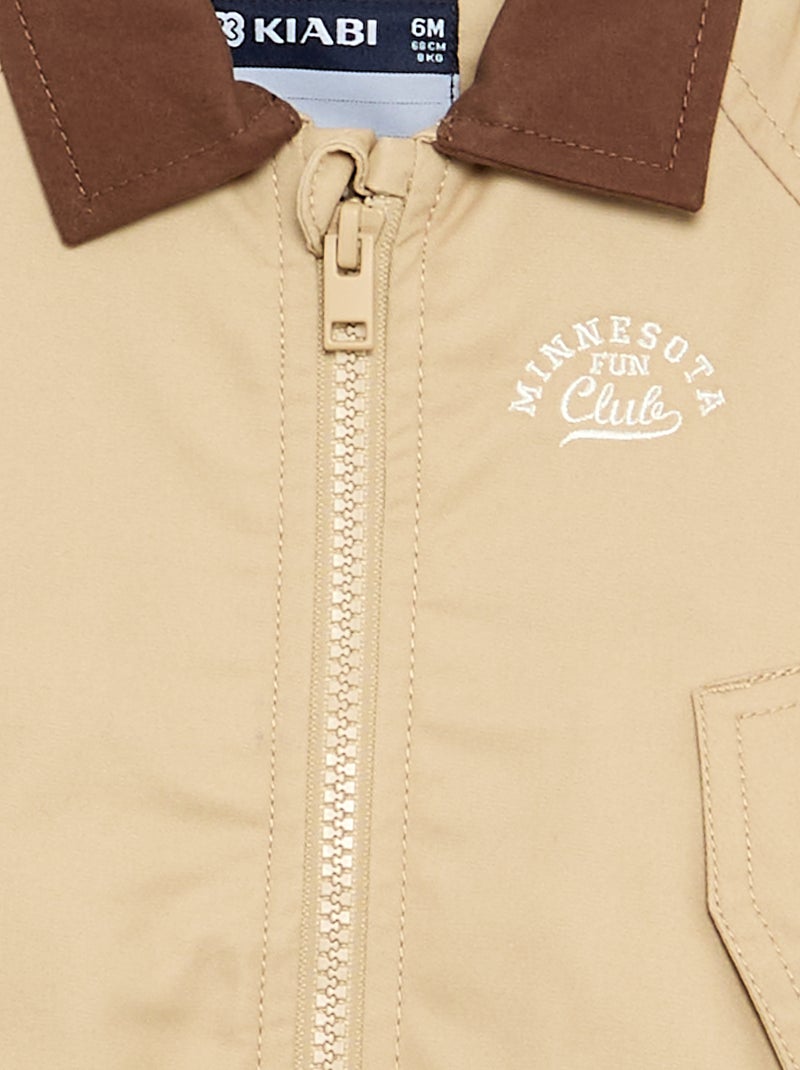 Cazadora con cremallera y cuello a contraste Beige - Kiabi