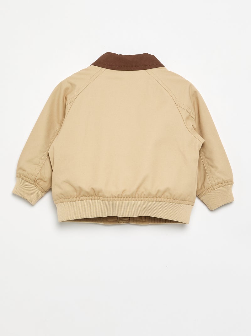 Cazadora con cremallera y cuello a contraste Beige - Kiabi