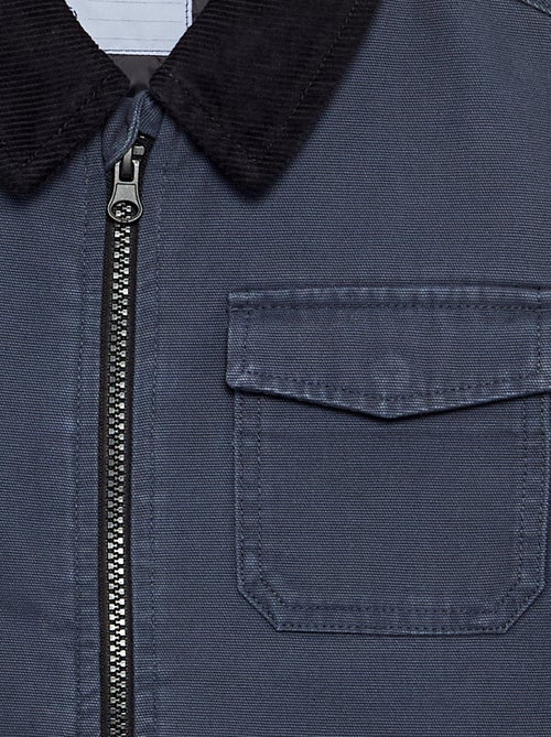 Cazadora corta con cuello de terciopelo en contraste - Kiabi