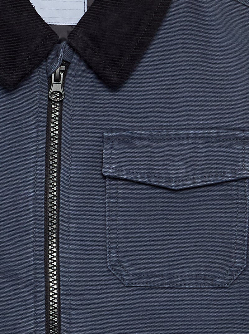 Cazadora corta con cuello de terciopelo en contraste Azul - Kiabi