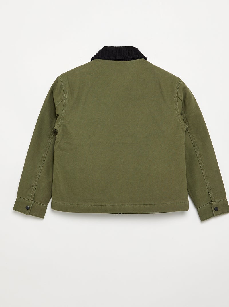 Cazadora corta con cuello de terciopelo en contraste Verde - Kiabi
