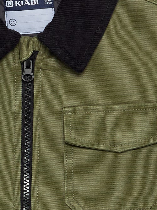 Cazadora corta con cuello de terciopelo en contraste - Kiabi