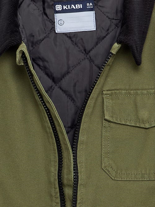 Cazadora corta con cuello de terciopelo en contraste - Kiabi