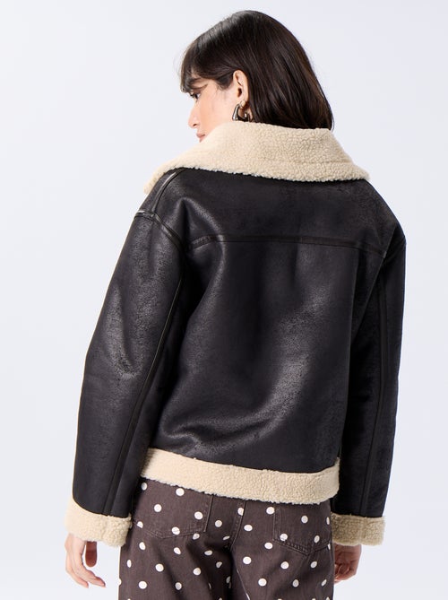 Cazadora corta con cuello efecto borrego - Kiabi