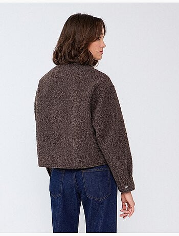Cazadora corta efecto bouclé, mo fashion