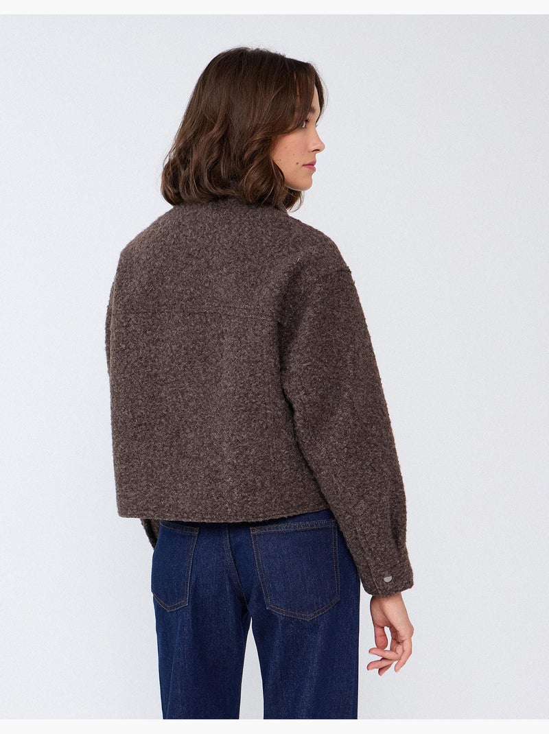 Cazadora corta efecto bouclé, mo fashion Marrón - Kiabi