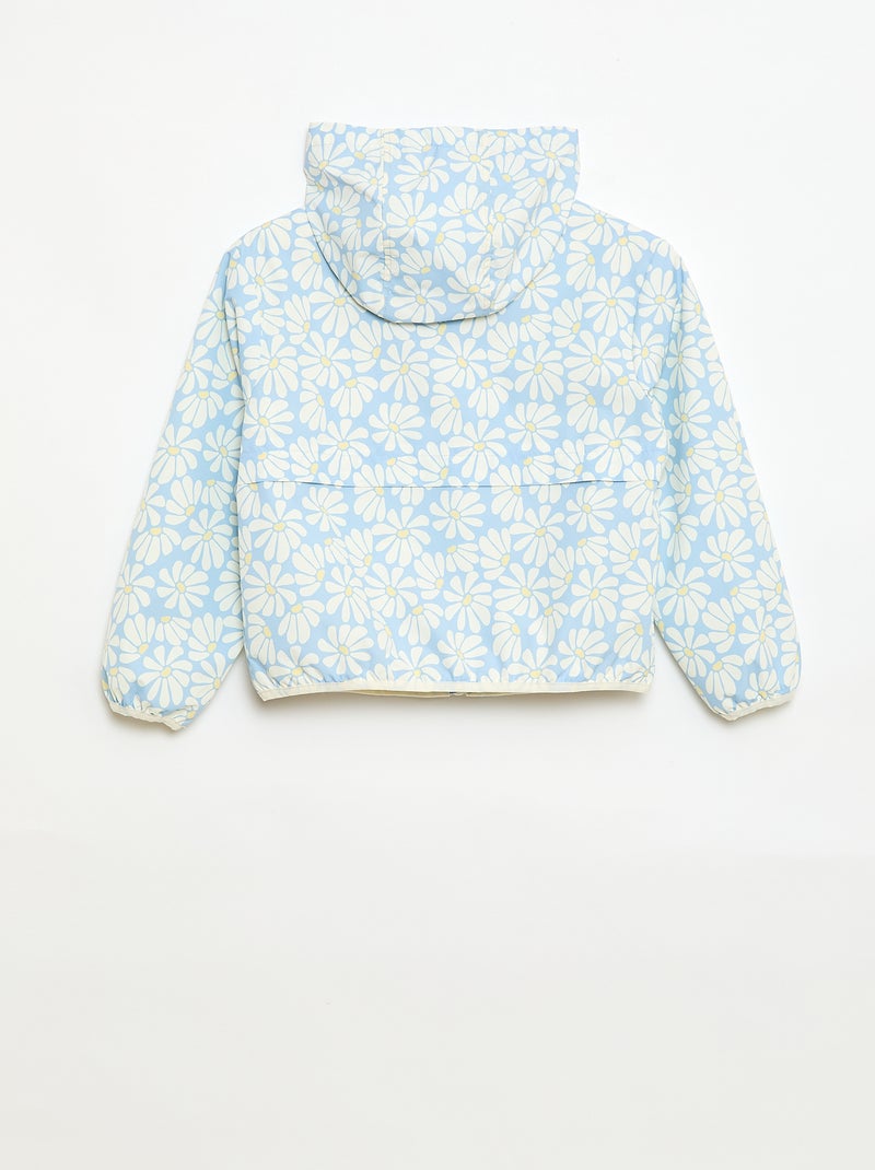 Cazadora cortavientos con capucha y estampado Azul - Kiabi