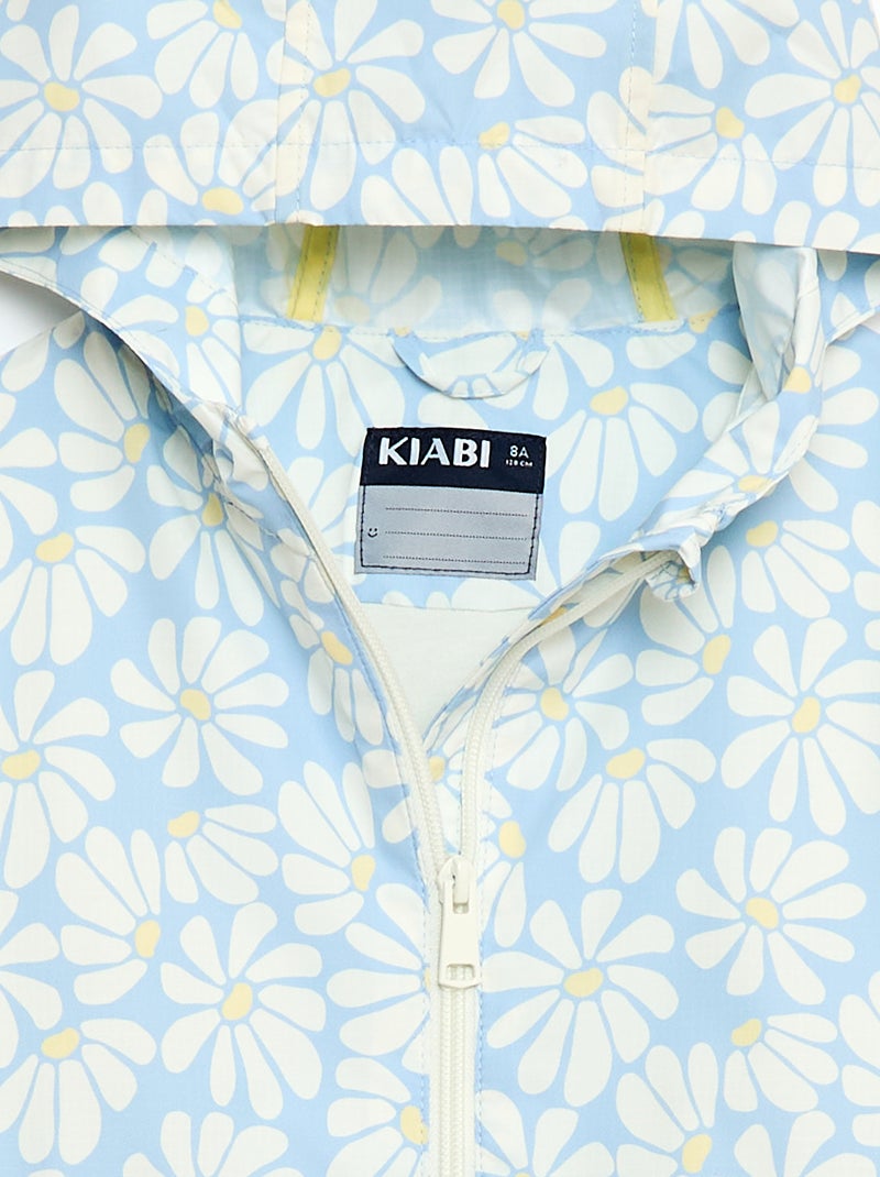 Cazadora cortavientos con capucha y estampado Azul - Kiabi