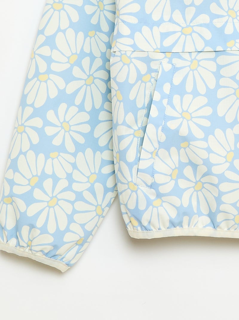 Cazadora cortavientos con capucha y estampado Azul - Kiabi