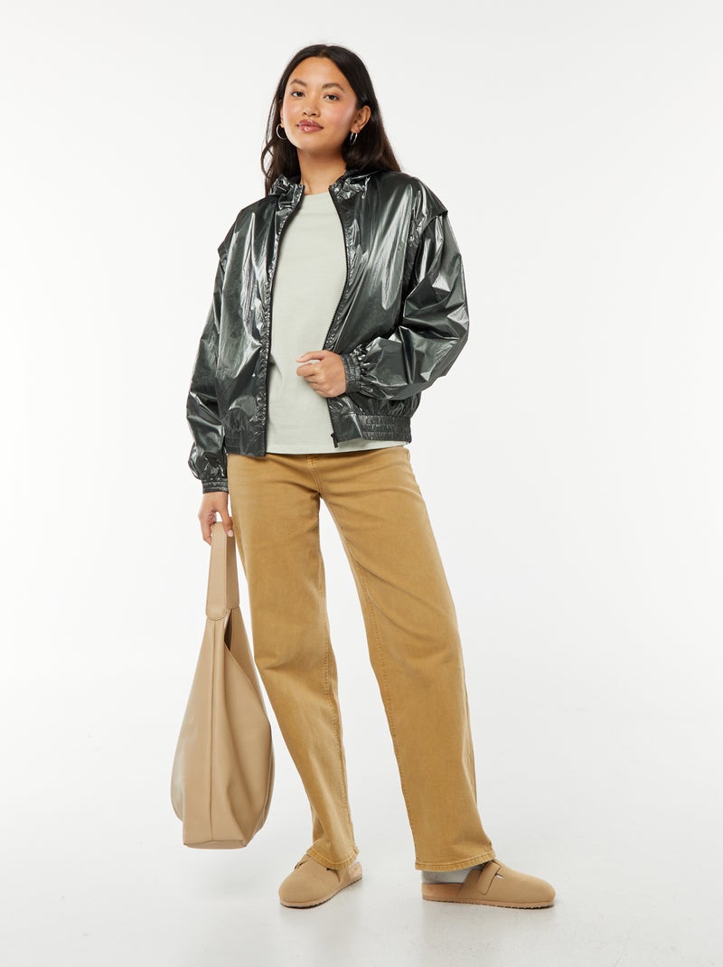 Cazadora cortavientos metalizada Verde - Kiabi