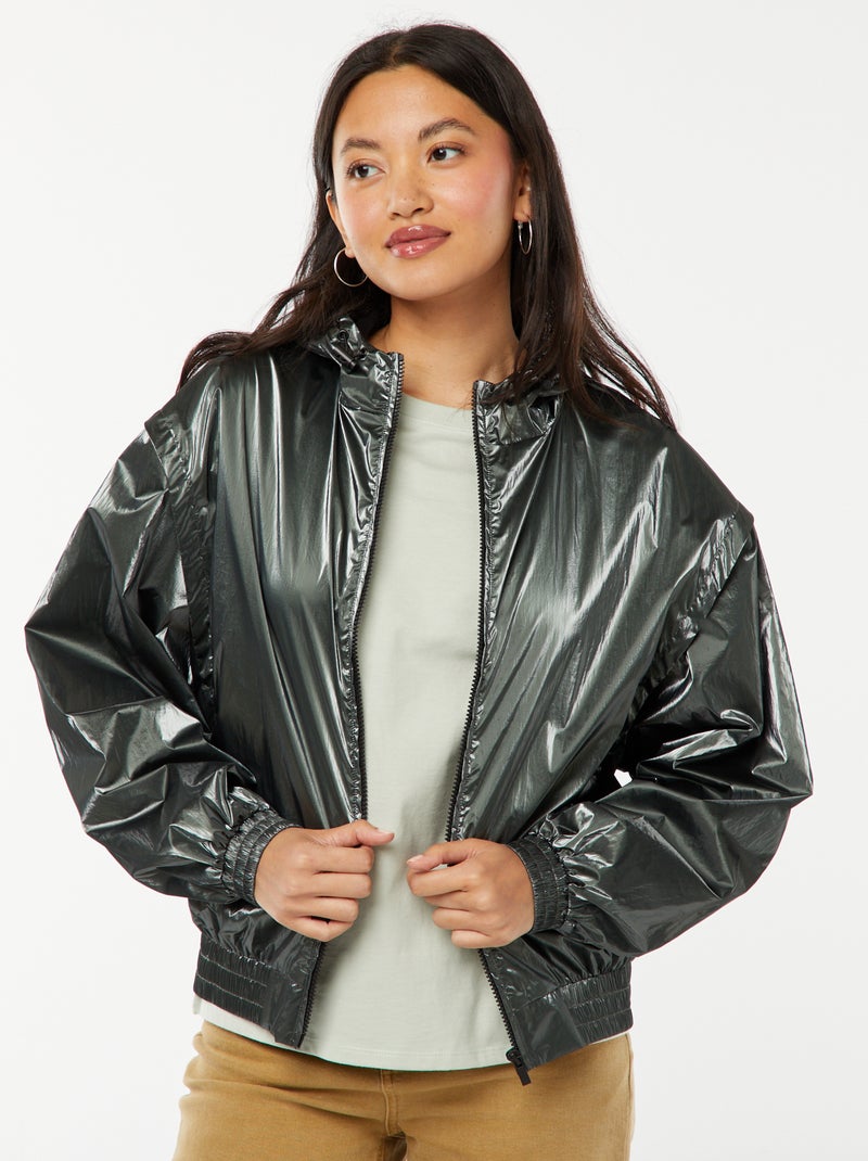 Cazadora cortavientos metalizada Verde - Kiabi