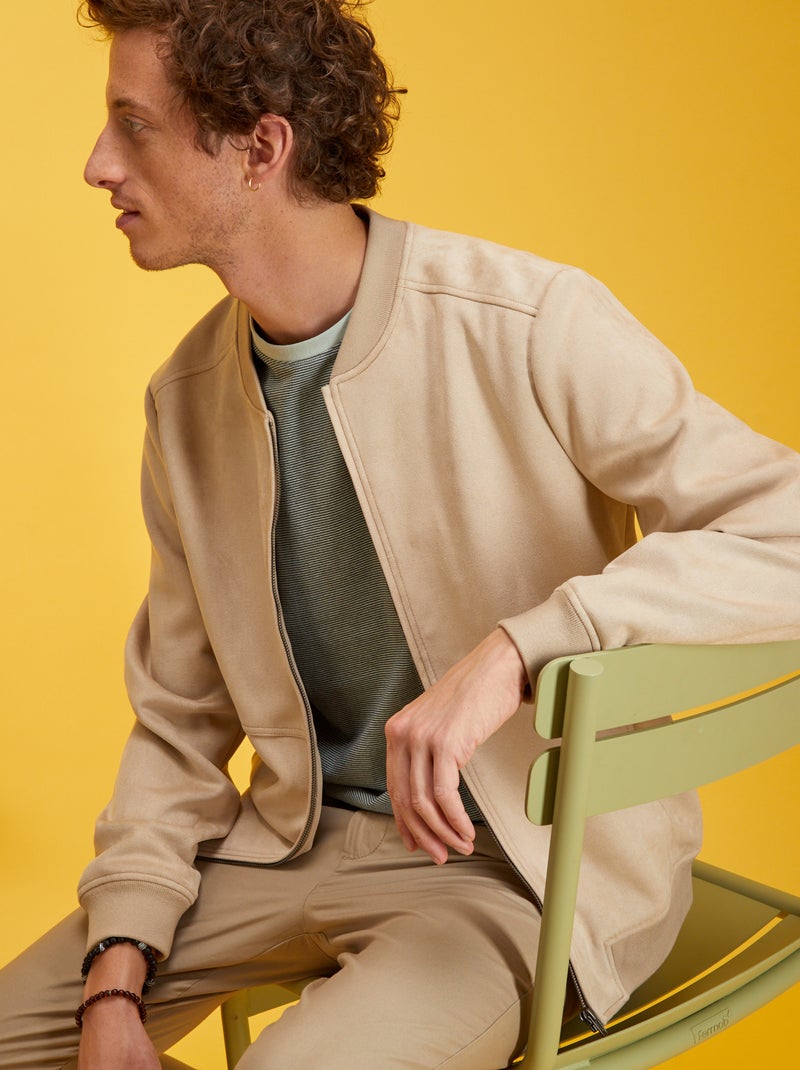 Cazadora de antelina BEIGE - Kiabi