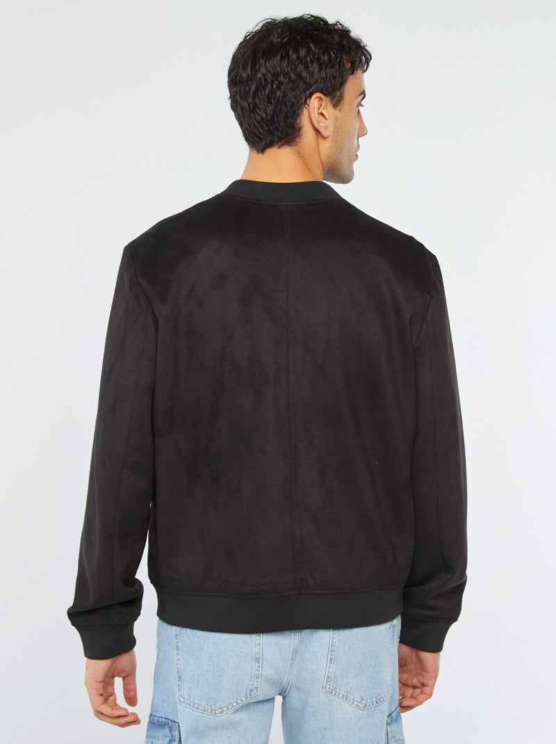 Cazadora de antelina con cremallera negro - Kiabi