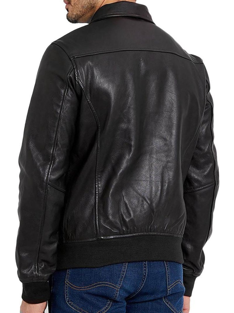 Cazadora de Cuero para Hombre Schott Negro - Kiabi