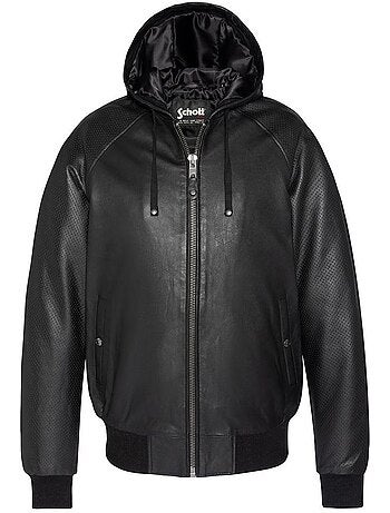 Cazadora de Cuero Schott con Capucha para Hombre