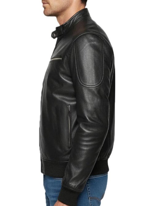 Cazadora de Cuero Schott para Hombre Estilo Motero - Kiabi