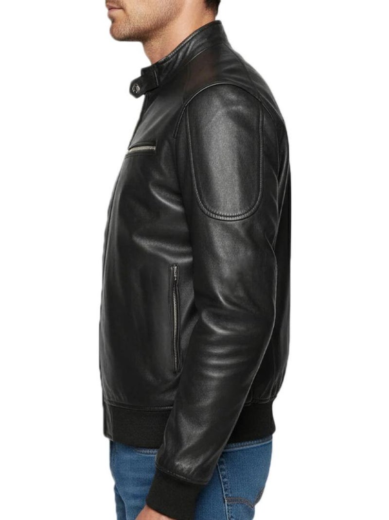 Cazadora de Cuero Schott para Hombre Estilo Motero Negro - Kiabi