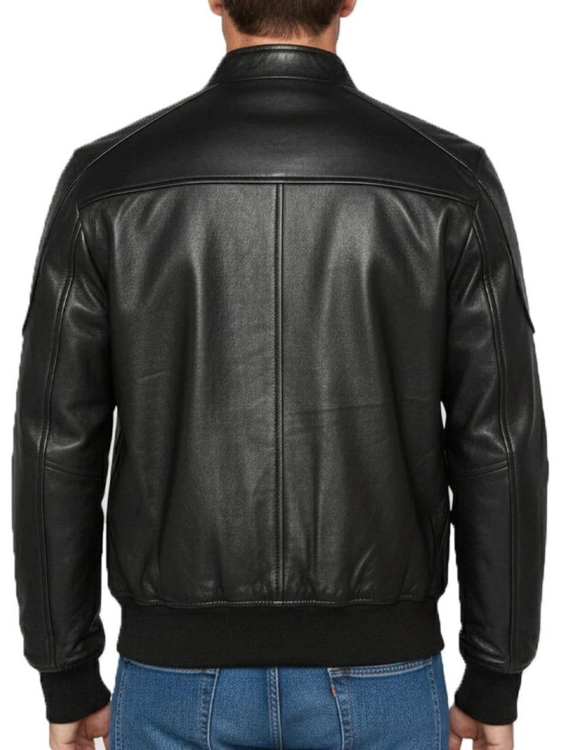 Cazadora de Cuero Schott para Hombre Estilo Motero Negro - Kiabi